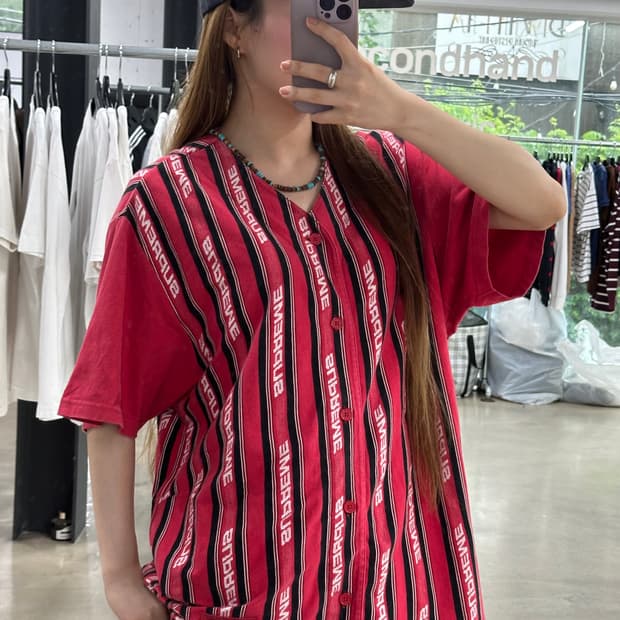 슈프림 19ss 제커드 로고 베이스볼 반팔져지