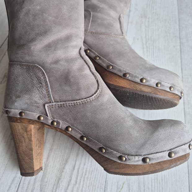 산티아(Santia) 덴마크 우드 클로그 가죽부츠