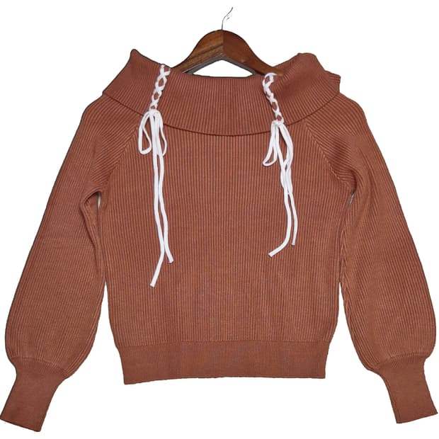 벽돌 빈티지 셔링 니트 오프숄더