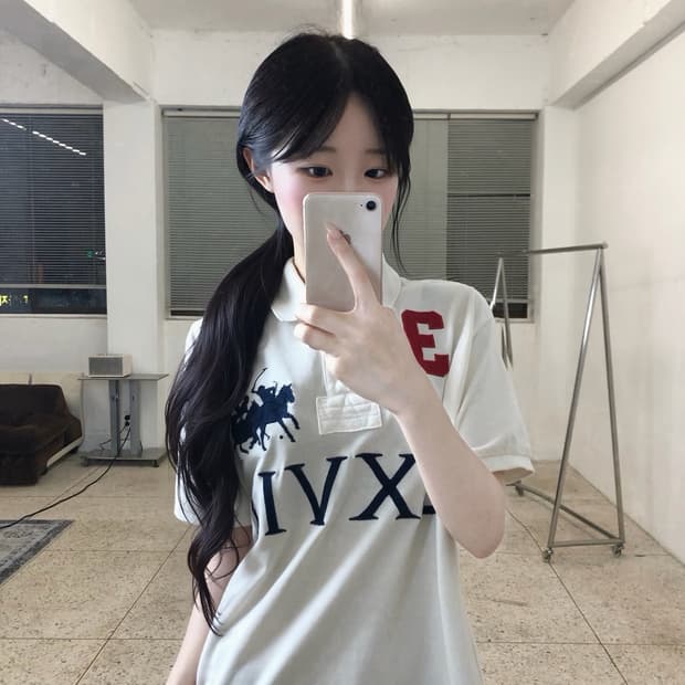 폴로 빅포니 크림/네이비 더블 빅포니 치프키프 pk티 크롭핏