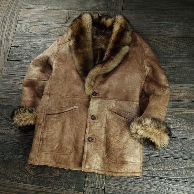 [니노 체루티] 리얼 양가죽 양모 빈티지 무스탕 자켓 M18671