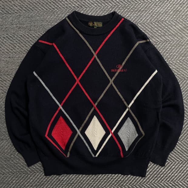 Paolo Gucci 아카이브 아가일 패턴 크롭 니트o 5474