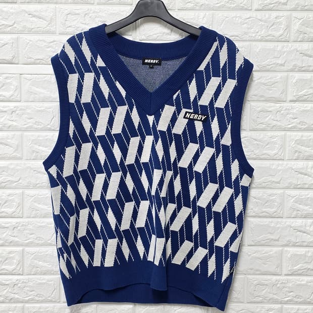 택포) 널디 니트 베스트 L 파란색