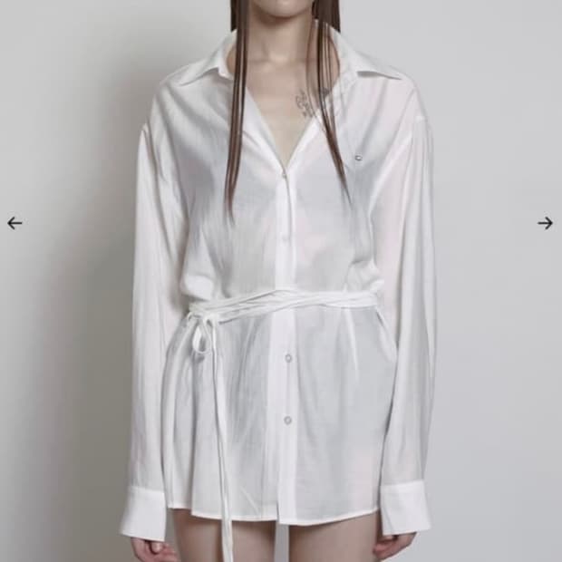 보헴서 WAIST STRAP LOOSE-FIT SHIRT, WHITE