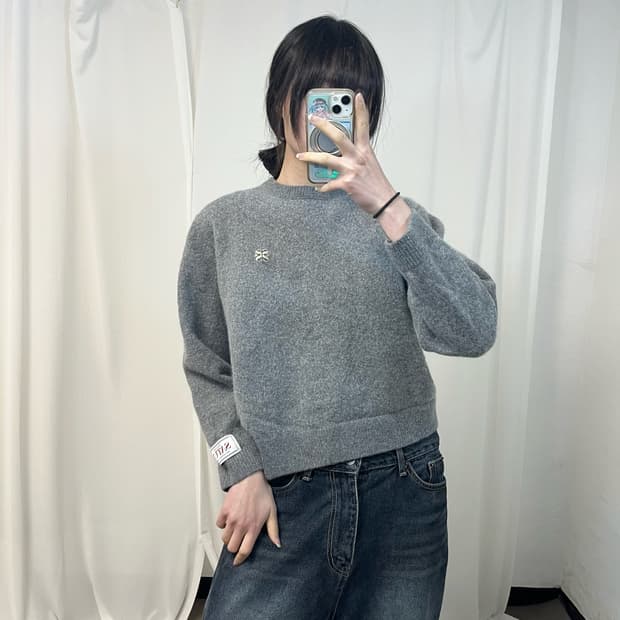 SATUR grey unbalanced knit (줄어듦) 