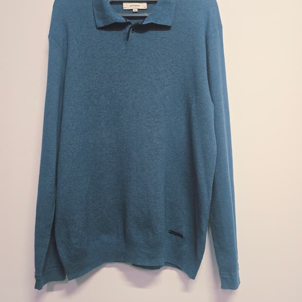 헨리코튼 카라넥 니트 블루