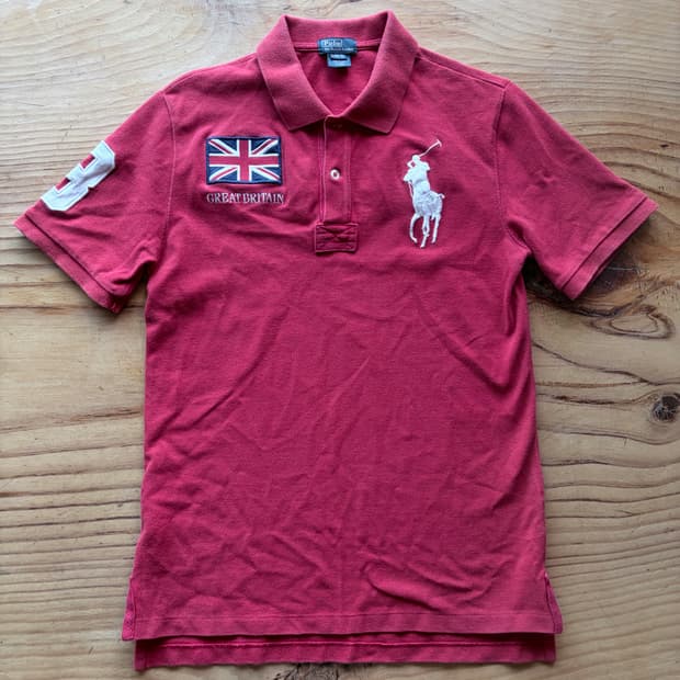 (Polo Ralph Lauren) 폴로 빅포니 영국 국기 버건디 카라티