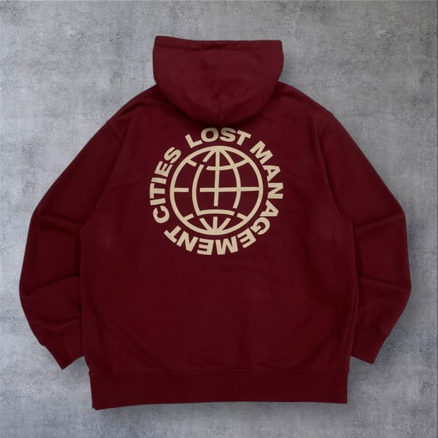 LMC 버건디 컬러 빅로고 후드티