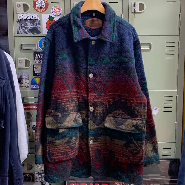 80s 울리치 네이티브 패턴 울 블랭킷 자켓
