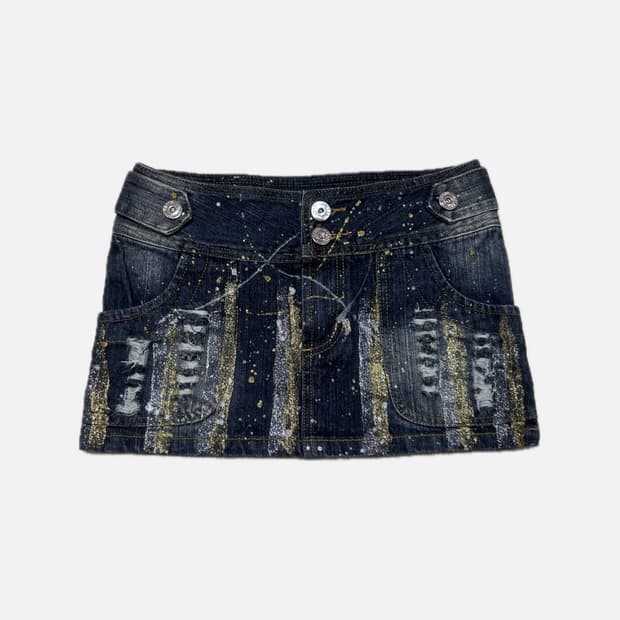 골드 실버 반짝이 투버튼 데님 Y2K 데스라이즈 큐빈티지 shop502