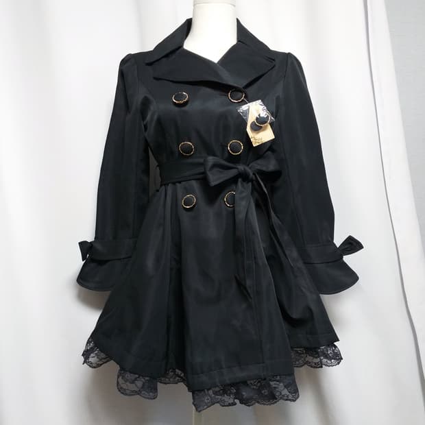 빈티지 트렌치코트 레이스프릴 달천대장 y2k 공겜여주 핀터깔 히메갸루펑크