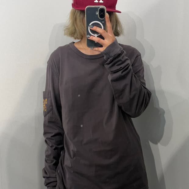 L 빈티지 디젤 오버핏 롱슬리브 긴팔 티셔츠 차콜