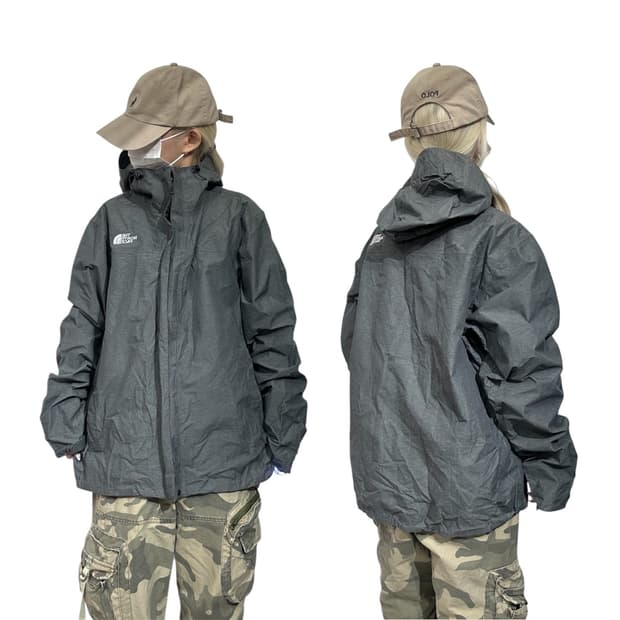 노스페이스 그레이 고프코어 후드 바람막이 자켓 L