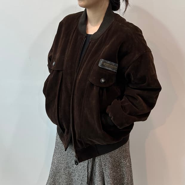 딥브라운 스웨이드 봄버 자켓