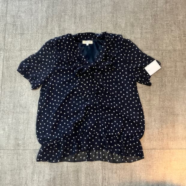 일본빈티지 Soup 핀터깔 달천깔페어리 프린세스 리본도트블라우스