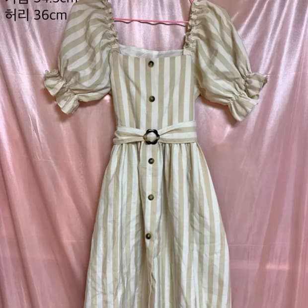 스트라이프 퍼프 반팔 원피스 빈티지 애니여주