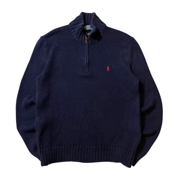 폴로 반집업 니트