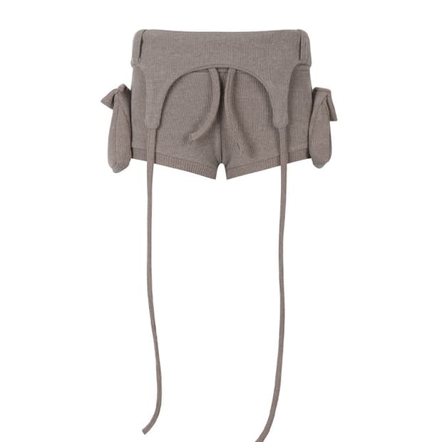 BOLD LOGO POCKET KNIT SHORTS_BROWN