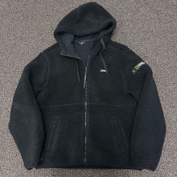 내셔널지오그래픽 뽀글이 털 후리스 집업 자켓 블랙 L