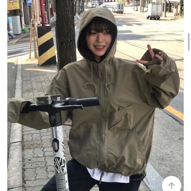 후드 빈티지 바람막이 자켓 숏야상