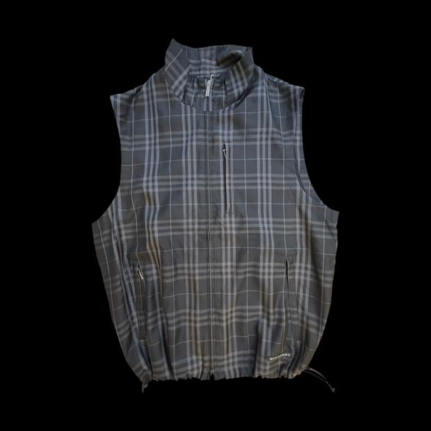 (버버리 골프 체크 집업 조끼