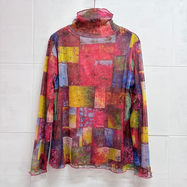 패턴 시스루 레이어드 롱 슬리브