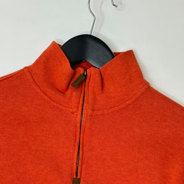 Polo 폴로 랄프로렌 오렌지 컬러 코튼 반집업 니트