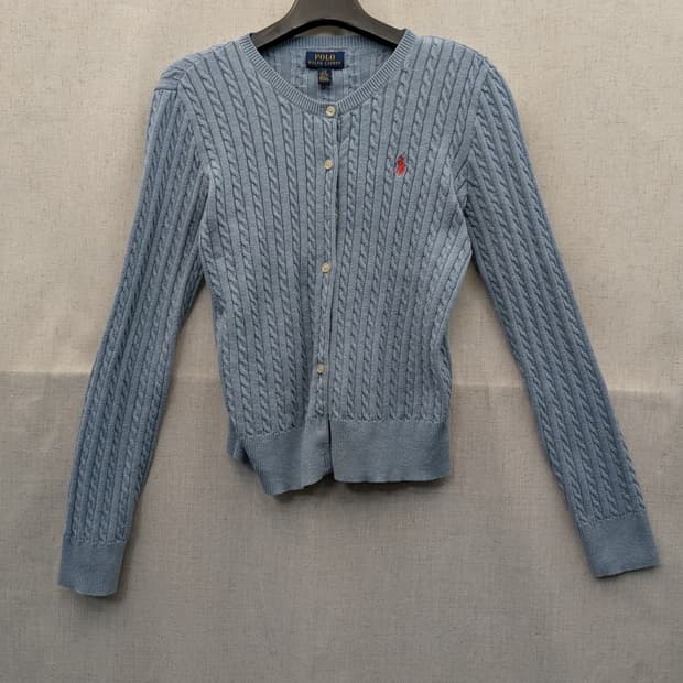 폴로 랄프로렌 케이블 니트 가디건 하늘색