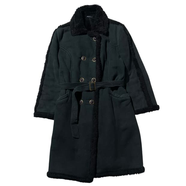 베르사체 금장버튼 시어링 더블 코트