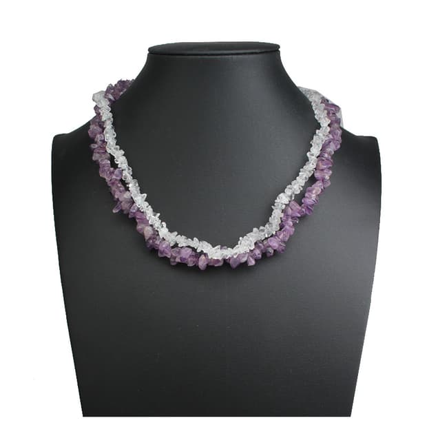 투톤 수정 목걸이