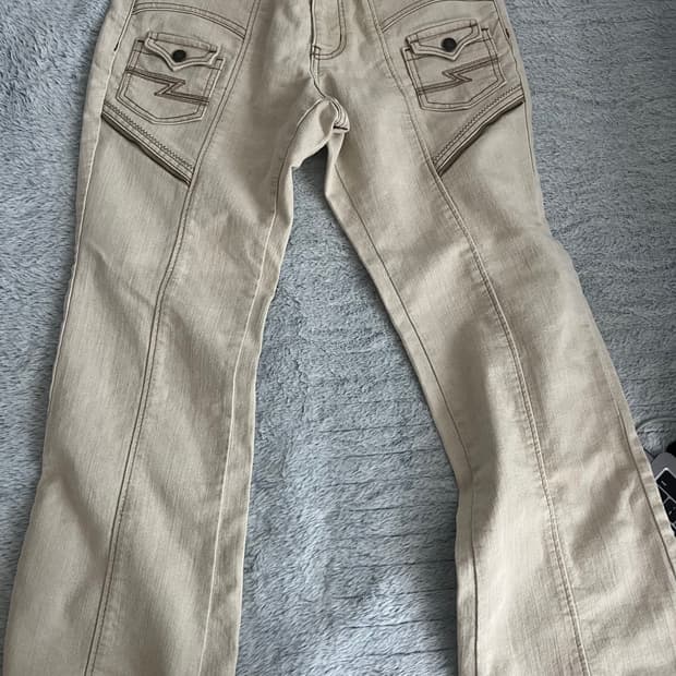 일본 빈티지 아이보리 보헤미안 부츠컷