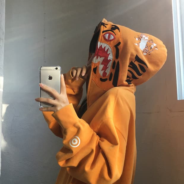 Bape 베이프 오렌지 타이거 샤크 풀 집업