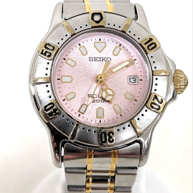 90s scuba pink dial ladies mini diver 