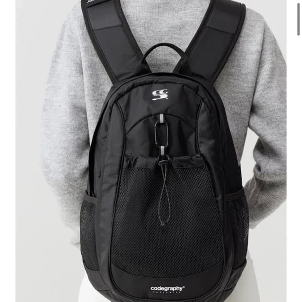코드그라피 우먼 WAVE 로고 유틸리티 백팩 블랙 여성 가방 미니백팩