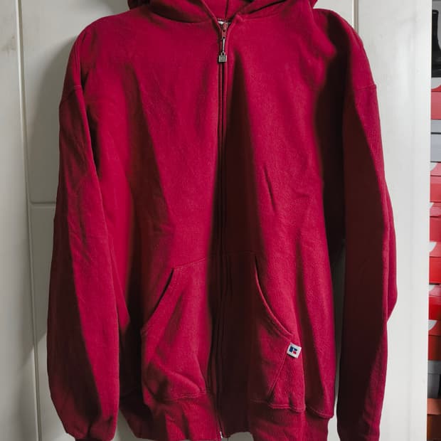 러셀 체리레드 후드집업 usa L