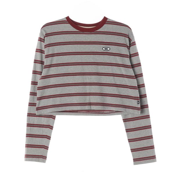 스컬프터 SSS 로고 스트라이프 크롭 긴팔 티셔츠