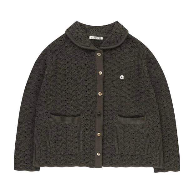코이세이오 웨이브 니트 가디건 다크 브라운