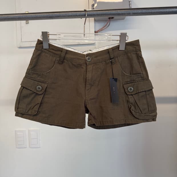 Heather Khaki Pocketed Cargo Shorts