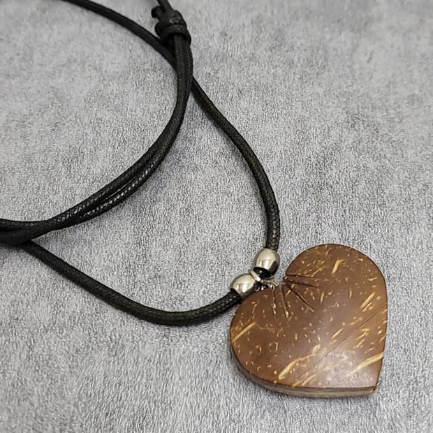 wood heart necklace