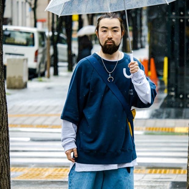 나나미카 네이비 오버사이즈 7부 스웻셔츠