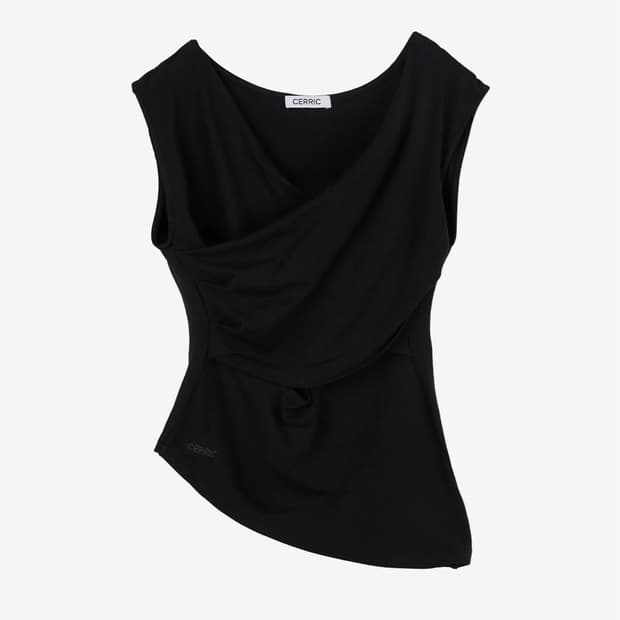 cerric DRAPE CROSS SLEEVELESS / BLACK