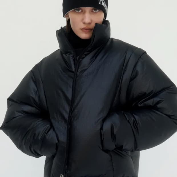 원가39)트리밍버드 나일론 2way 크롭 패딩