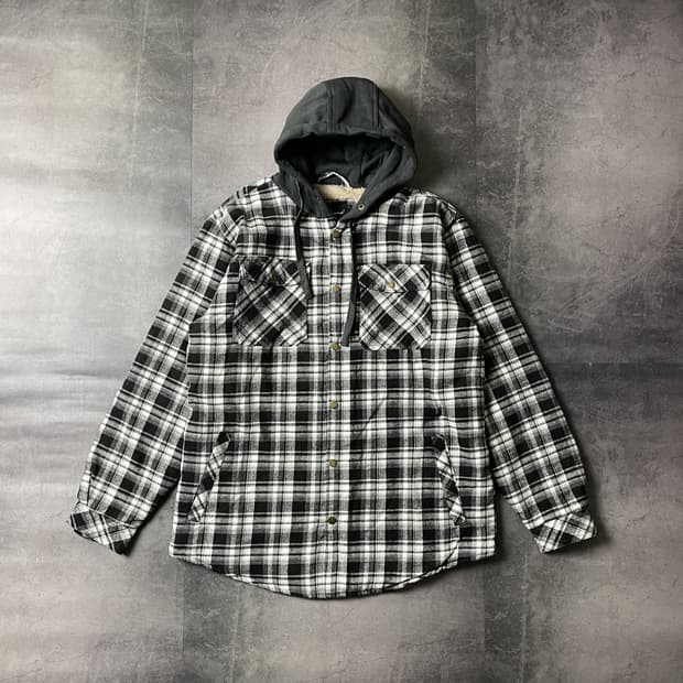 CENTRO 빈티지 체크패턴 플란넬 셰르파안감 후드자켓 A00337