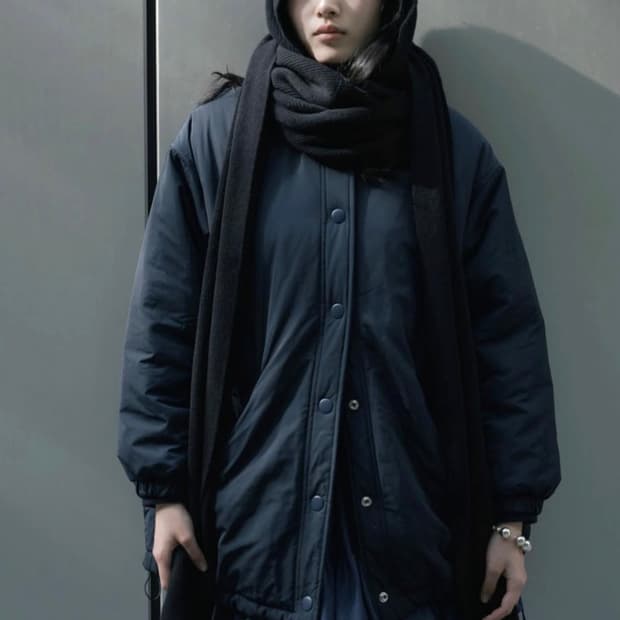 [COSMOSS] COLLAR SHIRRING PADDING JACKET