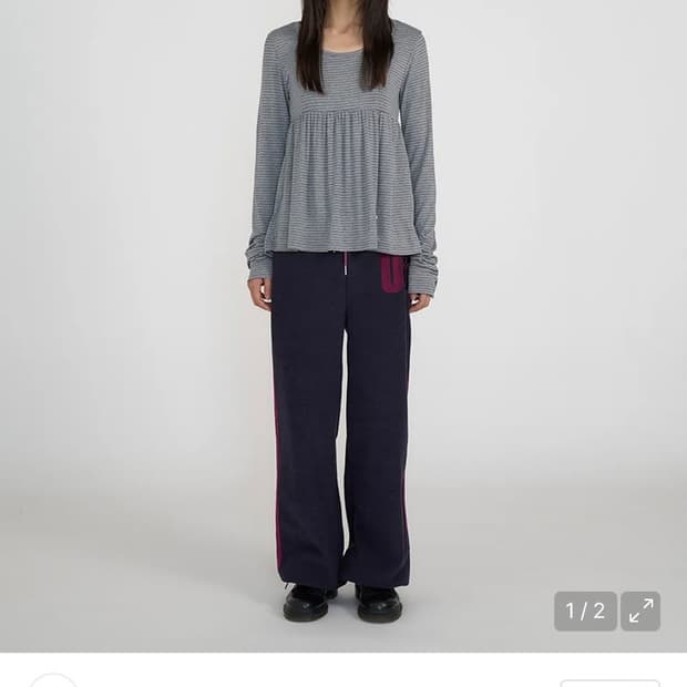 온스카 SILKY SCOOPNECK T (STRIPE GREY)