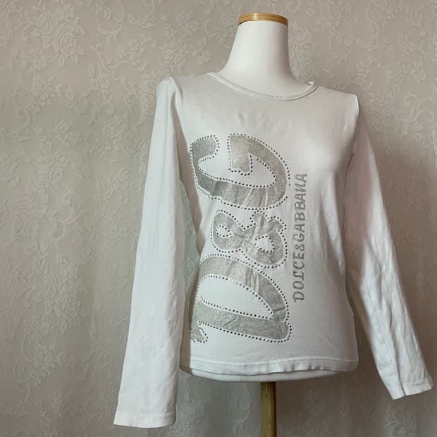 Dolce&gabbana 스톤 로고 슬림핏 긴팔 티 