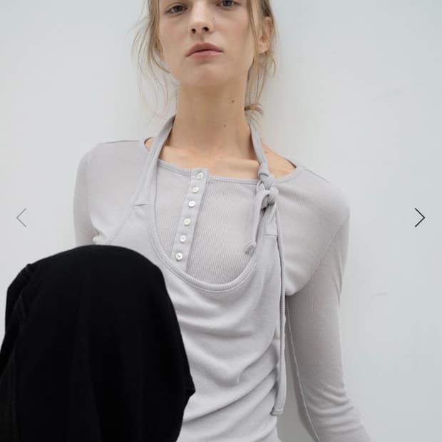 로우타이드 lowtide LAYERED BUTTON T-SHIRT [GR