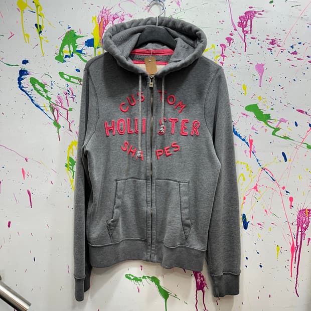 홀리스터 Custom Shapes 그래픽 자수 후드집업 그레이 L