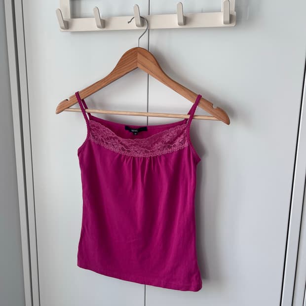 Ozoc 하구미 핫핑크 레이스 슬리브리스