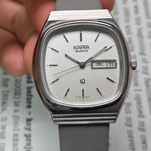 빈티지 카파(KAPPA) 순정 스파클 실버다이얼 한자 데이데이트 쿼츠 